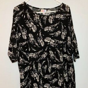 Lularoe Irma Black with cream Feathers